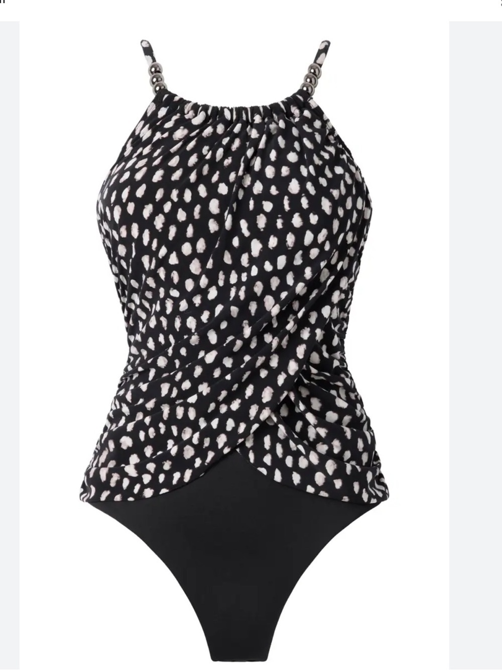 Magicsuit Underwire One Piece Swimsuit Tummy Control Black White Dot Size 8 NWT